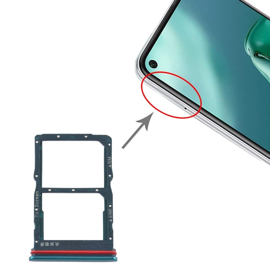 Original Huawei P40 Lite 5G SIM Card Tray & NM Card Tray Replacement Parts - Green | Compatible with Huawei P40 Lite 5G | Easy DIY Repair Solution for Damaged or Lost Card Trays | Perfect for Travelers & Tech Enthusiasts