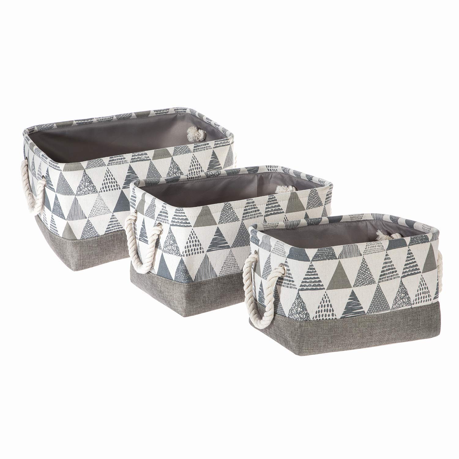3-Pack Rectangular Storage Baskets - Nursery Toy Organizer, Home Office Shelf Bins for Baby Clothes, Books & Supplies | Space-Saving Organization Solution for Kids' Rooms & Workspaces