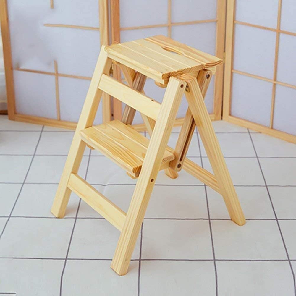 Solid Wood Folding Step Stool for Home - Multifunctional Climbing Stool, Ladder Chair & Indoor Step Stool - Perfect for Kitchen, Bathroom & Storage Access