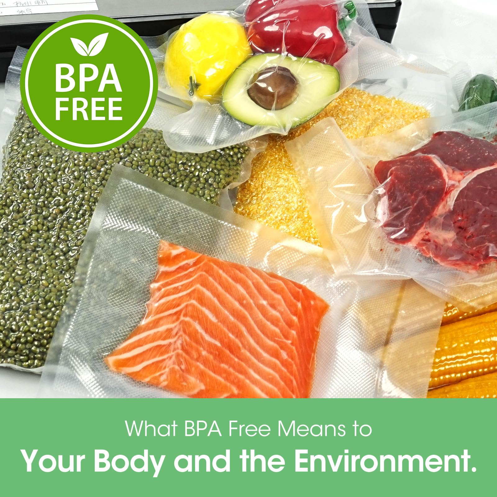 L'ELEF MISTICO Vacuum Sealer Bags - 150 Count BPA Free Heavy Duty Food Storage Bags for Sous Vide, Meal Prep & Freezer (11