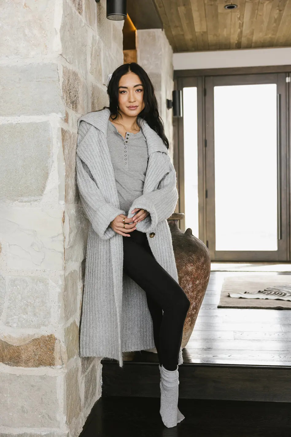 Emily Long Cardigan in Grey - Women's Cozy Knit Sweater for Fall & Winter | Perfect for Office, Casual Outfits & Layering | FINAL SALE