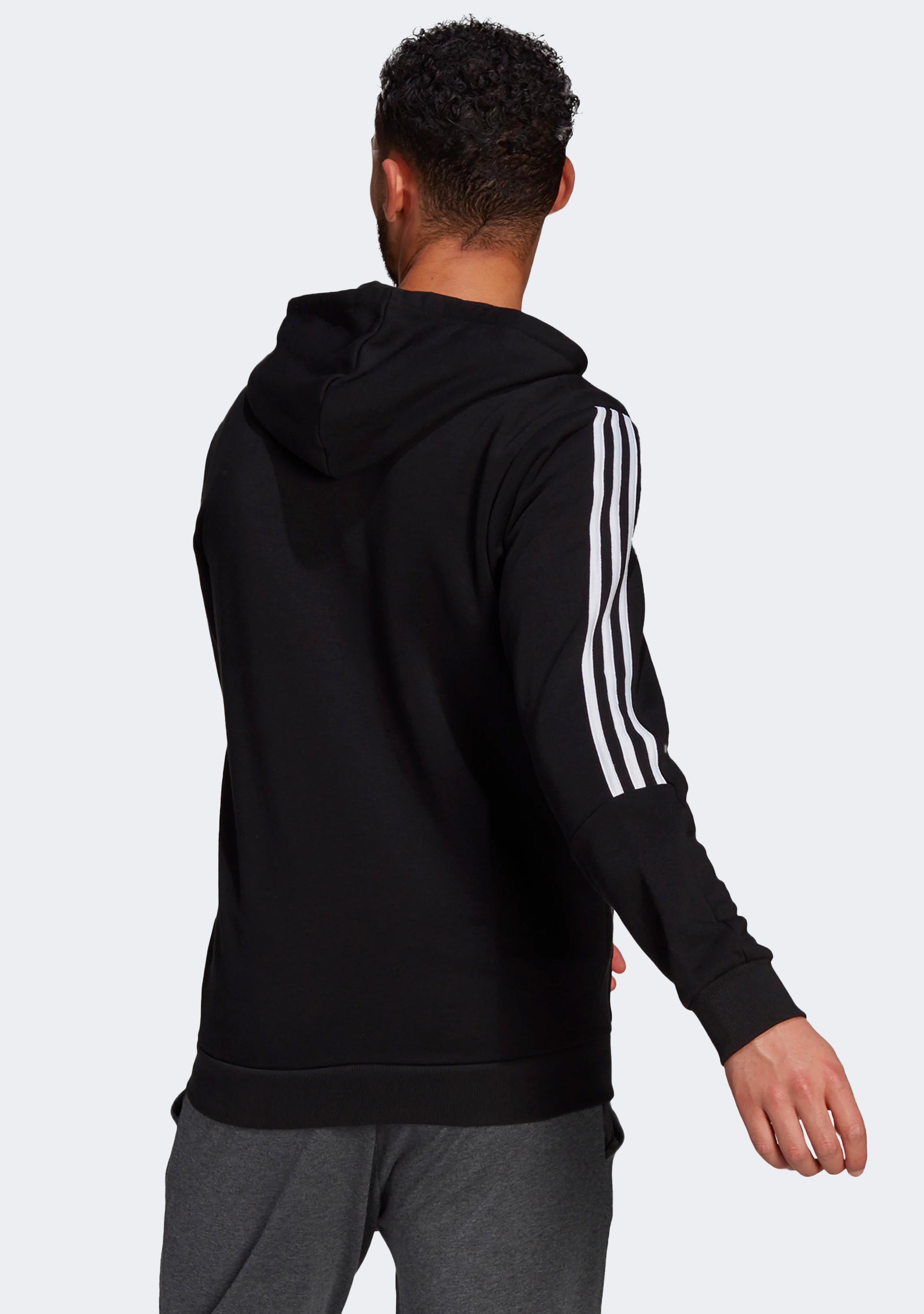 Adidas Men's Essentials 3-Stripes Fleece Full-Zip Hoodie - Warm & Comfortable Winter Jacket for Casual Wear, Gym, and Outdoor Activities