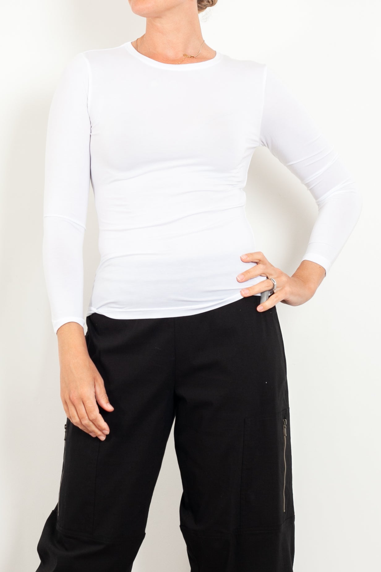 Tani Women's High Neck Long Sleeve Micromodal T-Shirt - Soft Stretchy Casual Top for Work, Yoga & Everyday Wear