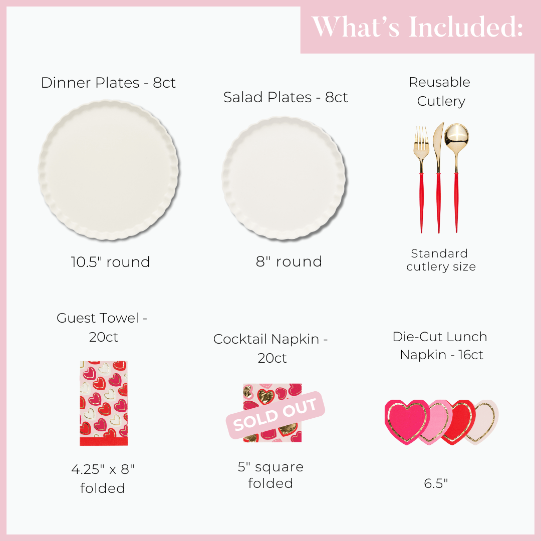 Elegant Heart-Shaped Tableware Set for Romantic Dinners, Valentine's Day & Special Occasions - Perfect for Date Nights, Anniversaries and Wedding Decor