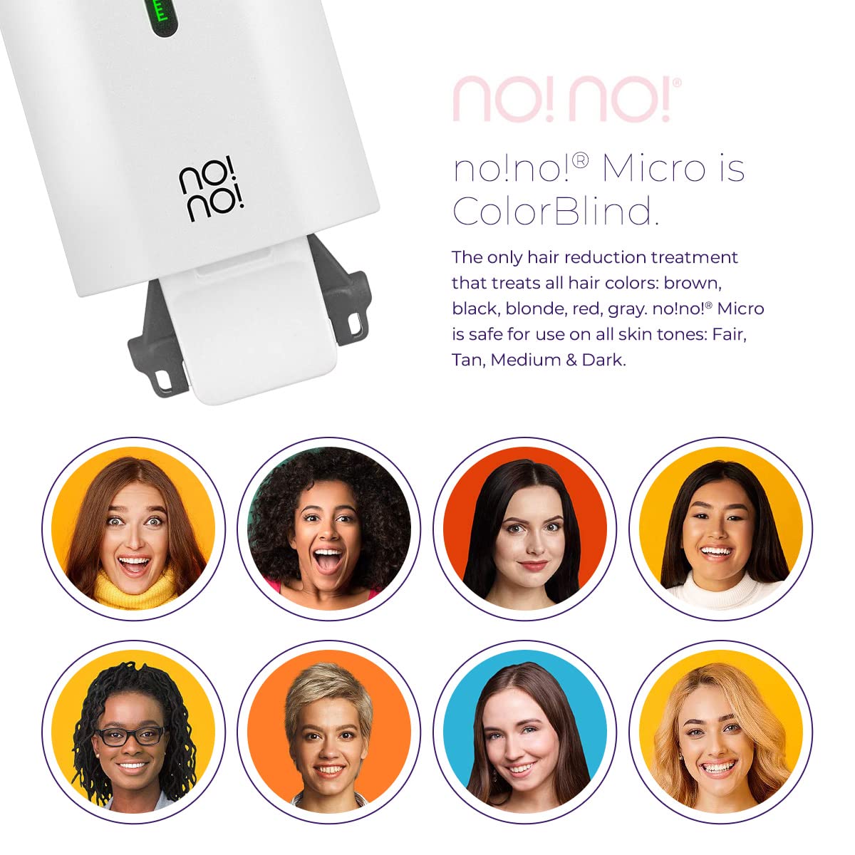 No!No! Micro Hair Removal Device - Rechargeable & Portable for All Skin Tones, Facial & Body Hair Removal for Women & Men - White | Painless Hair Removal at Home, Travel & Gym