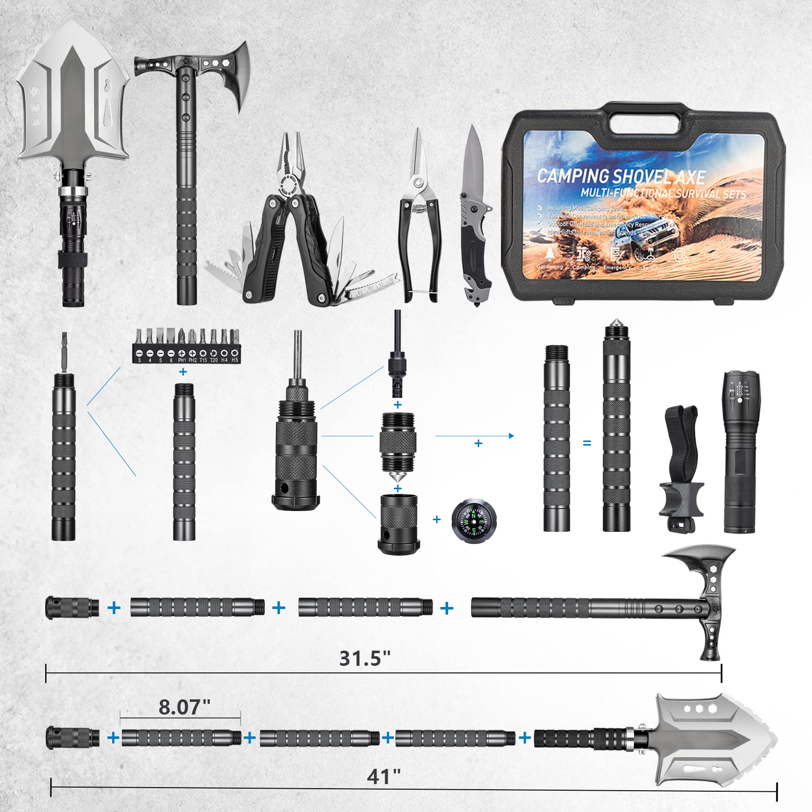 Best High Carbon Steel Camping Shovel & Axe Set - Survival Gear for Men | Perfect for Hiking, Backpacking & Emergency Outdoor Adventures