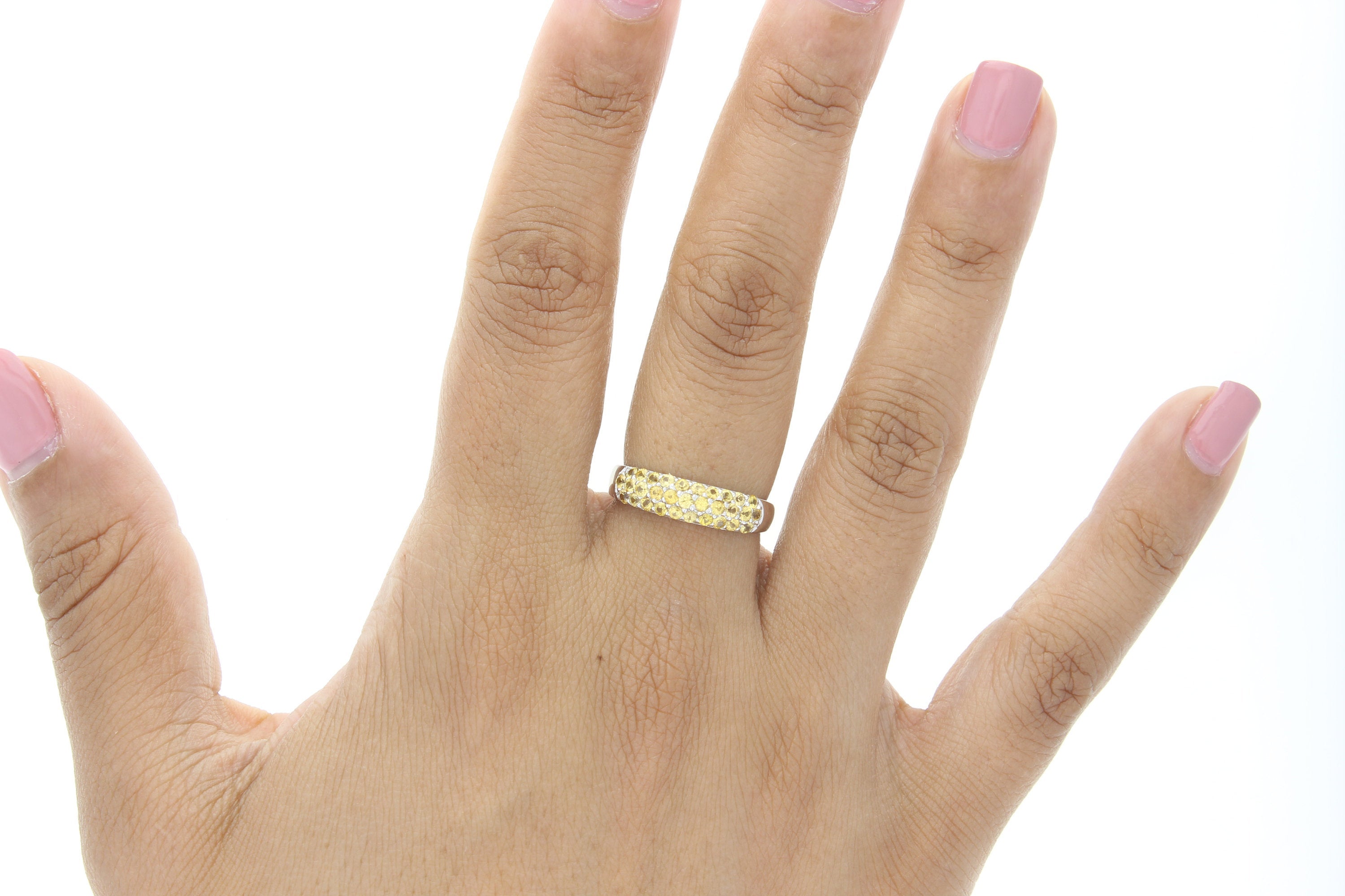 1.00cttw Cluster Citrine Stone Ring in 14k White Gold - Elegant Jewelry for Women, Perfect for Weddings, Parties & Everyday Wear