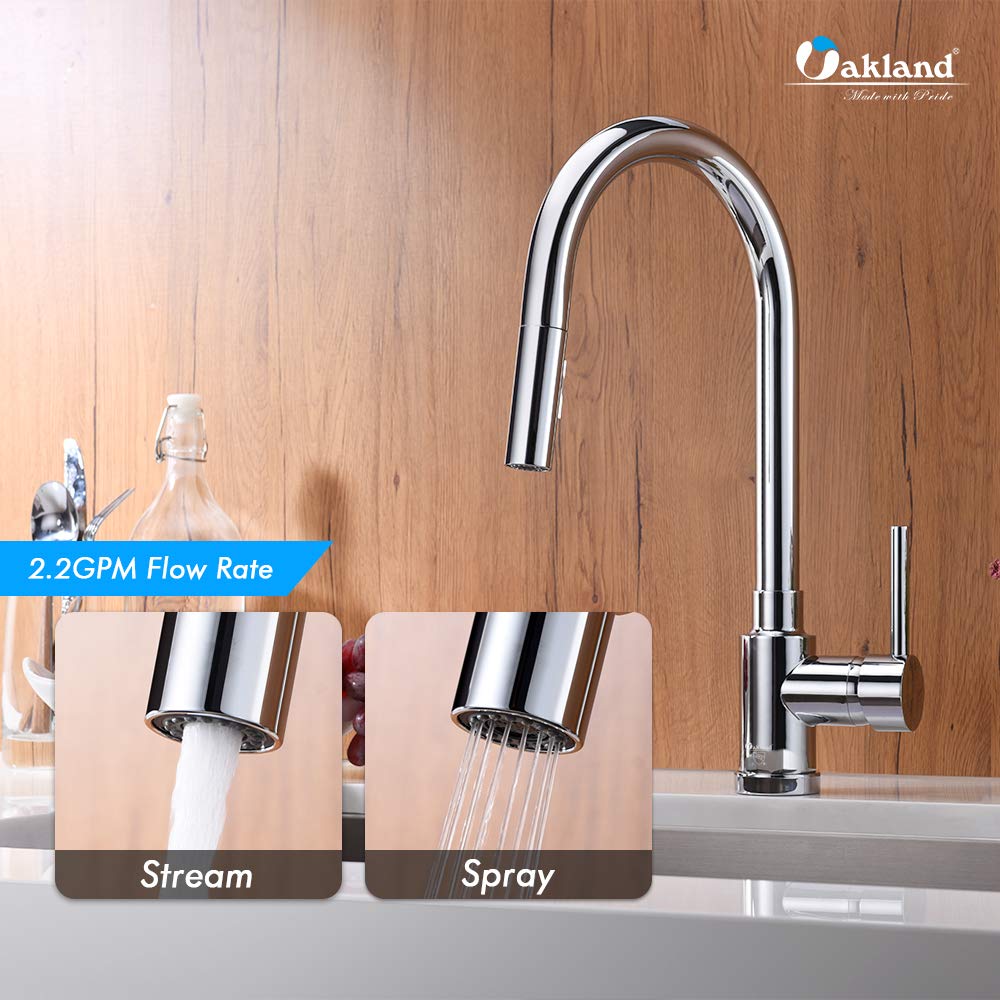 Chrome Kitchen Faucet with Pull Down Sprayer - High Arc Brass Sink Faucet for Modern Kitchens