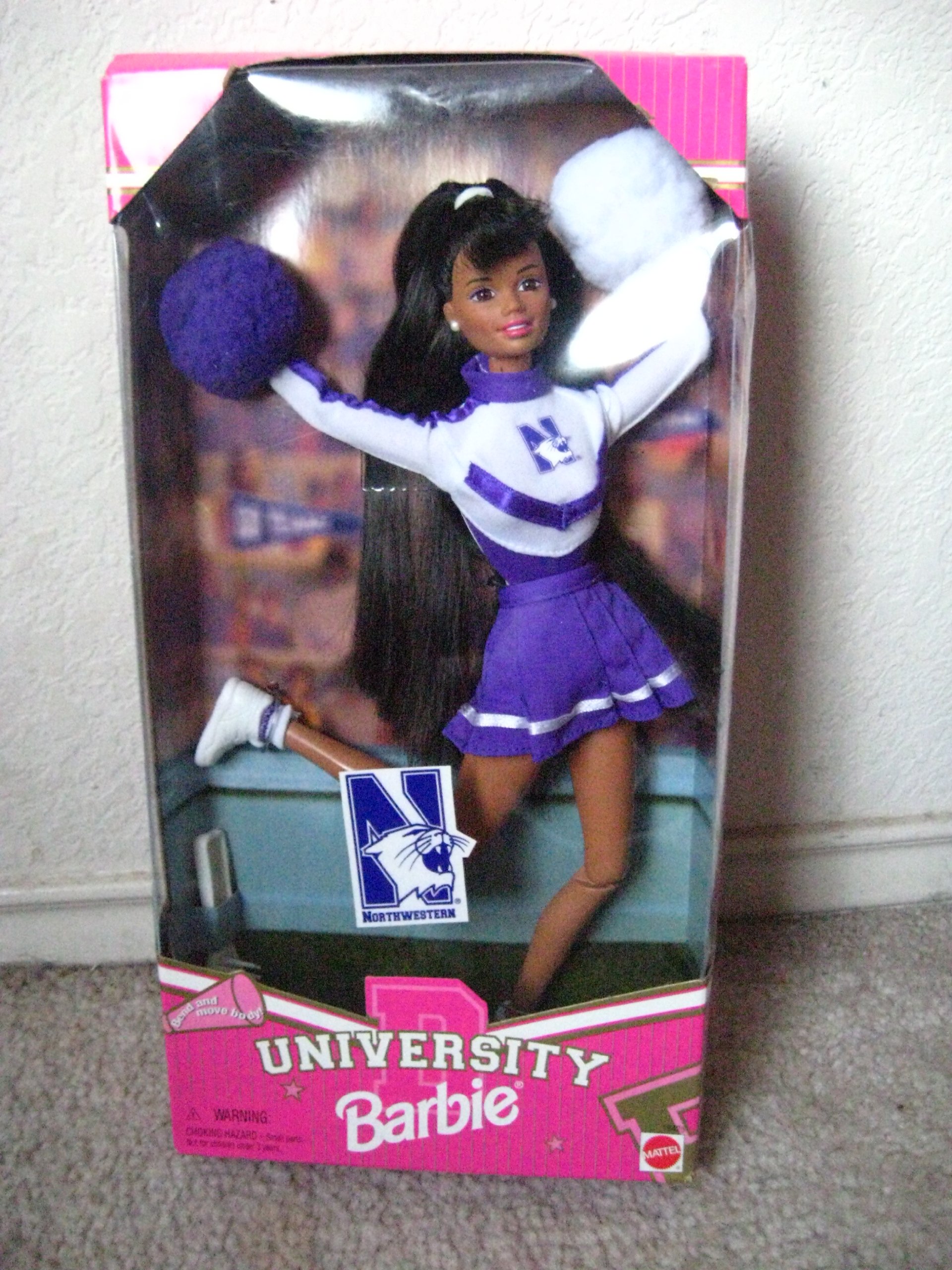 Northwestern University Barbie African-American Cheerleader Doll - Collectible Fashion Toy for Girls - Perfect for Playtime, Gifts, and College Spirit Display