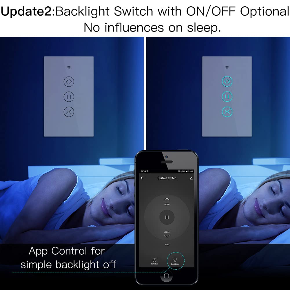 MOES WiFi Smart Curtain Switch - Motorized Roller Blinds Controller, Works with Alexa, Google Home & Tuya App - Remote Control for Smart Home Automation (Perfect for Living Room, Bedroom & Office)