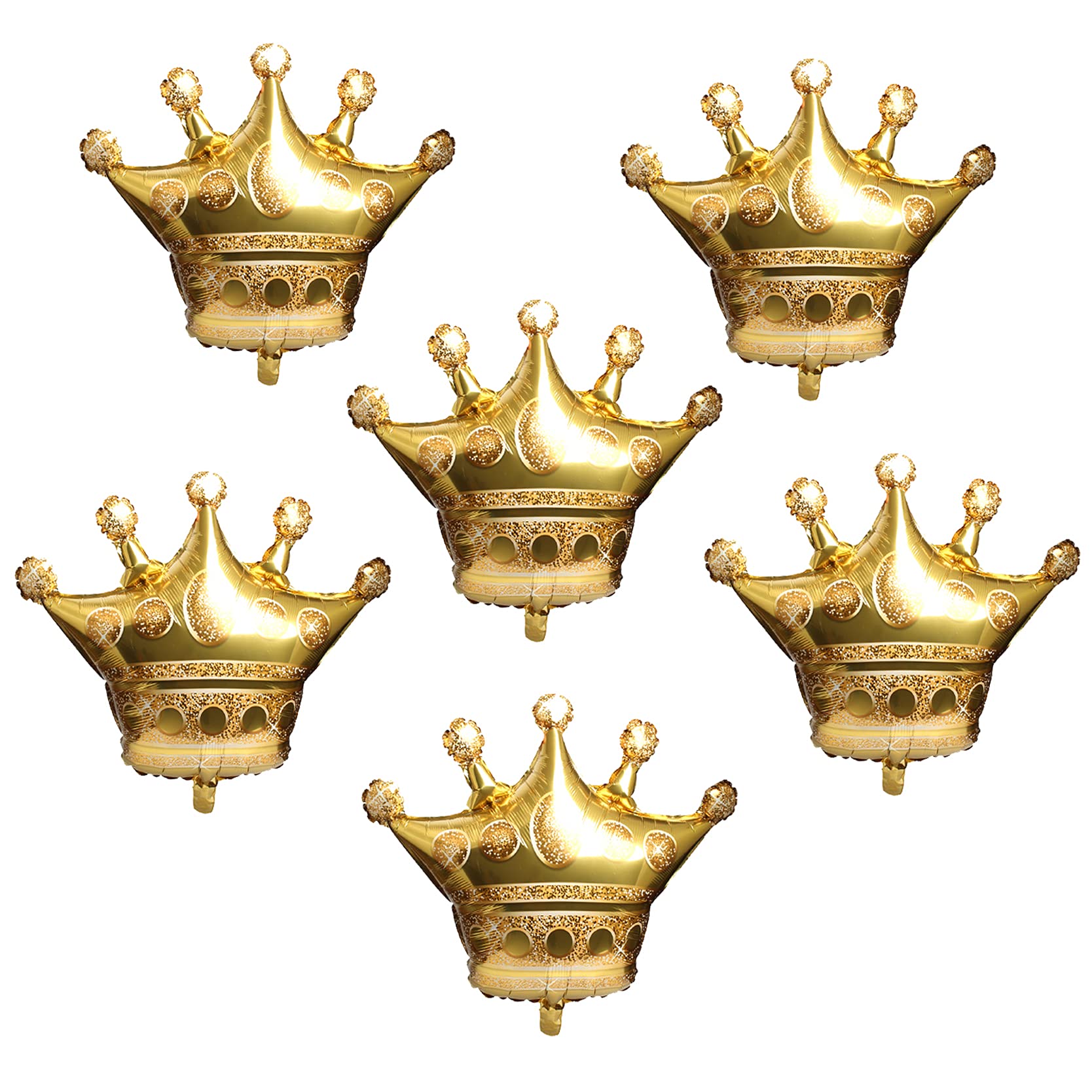 6Pcs Gold Crown Foil Balloons for Birthday Party, Wedding & Bridal Shower Decorations - Elegant Party Supplies for Royal Theme Celebrations