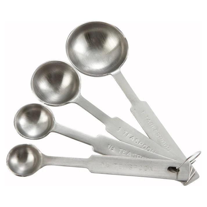 Winco 4-Piece Stainless Steel Measuring Spoon Set - Perfect for Baking, Cooking & Coffee Measuring (MSPD 4X) | Ideal for Home Kitchen, Professional Chefs & Coffee Enthusiasts