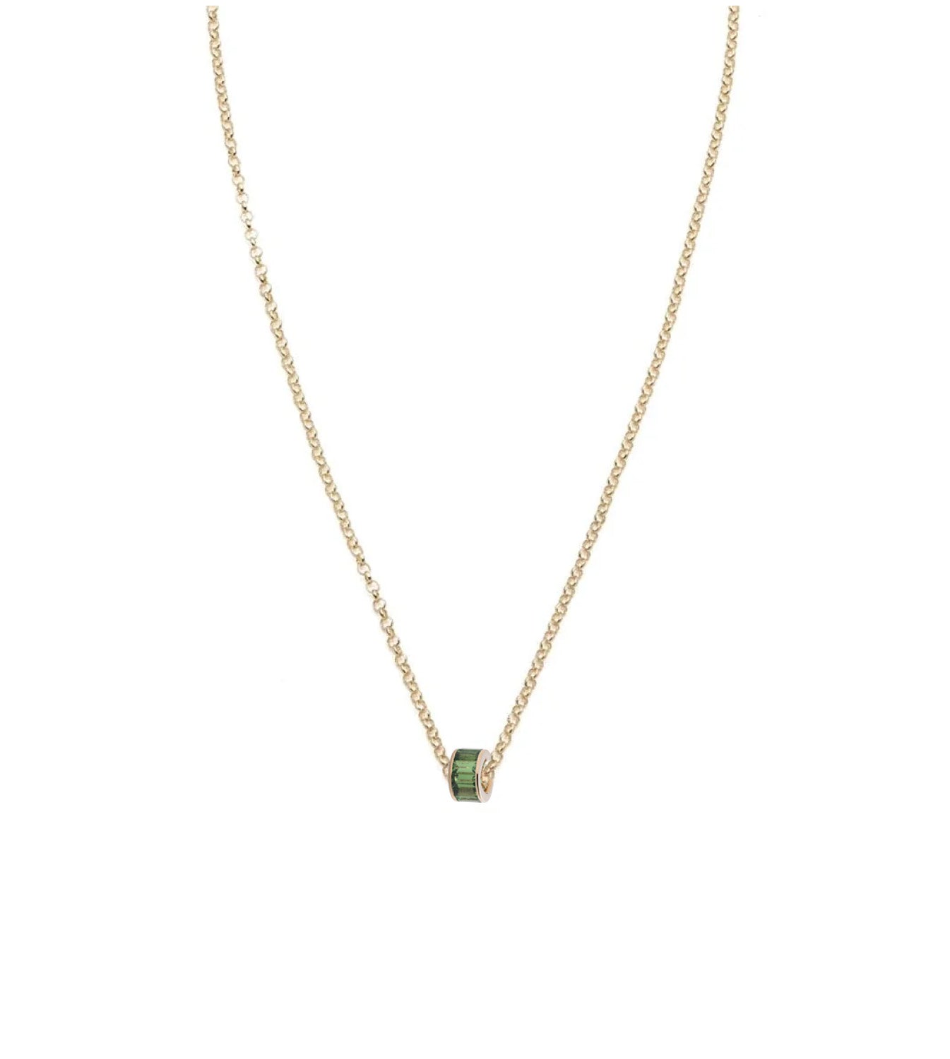 Baguette Tsavorite Heartbeat Fine Belcher Chain Necklace - Elegant Jewelry for Women, Perfect Gift for Valentine's Day, Anniversary & Romantic Occasions