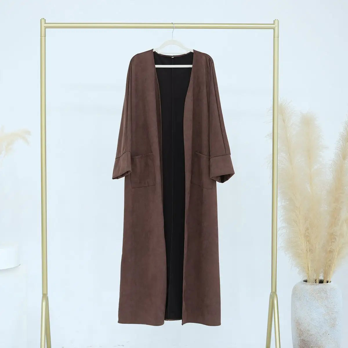 Soft Velvet Cardigan Open Abaya Coat for Women - Winter & Fall Fashion Outerwear - Perfect for Layering, Office Wear, and Special Occasions