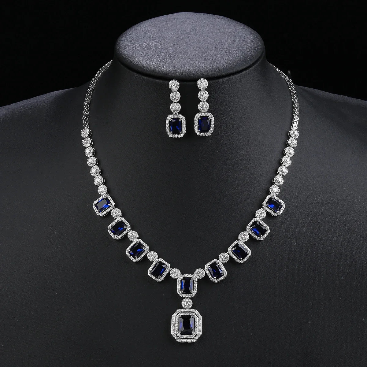 Elegant Cubic Zirconia Bridal Jewelry Set - Silver Tone Necklace & Earrings with Mixed Color Stones (Green/Red) | Perfect for Engagement Parties, Weddings & Special Occasions