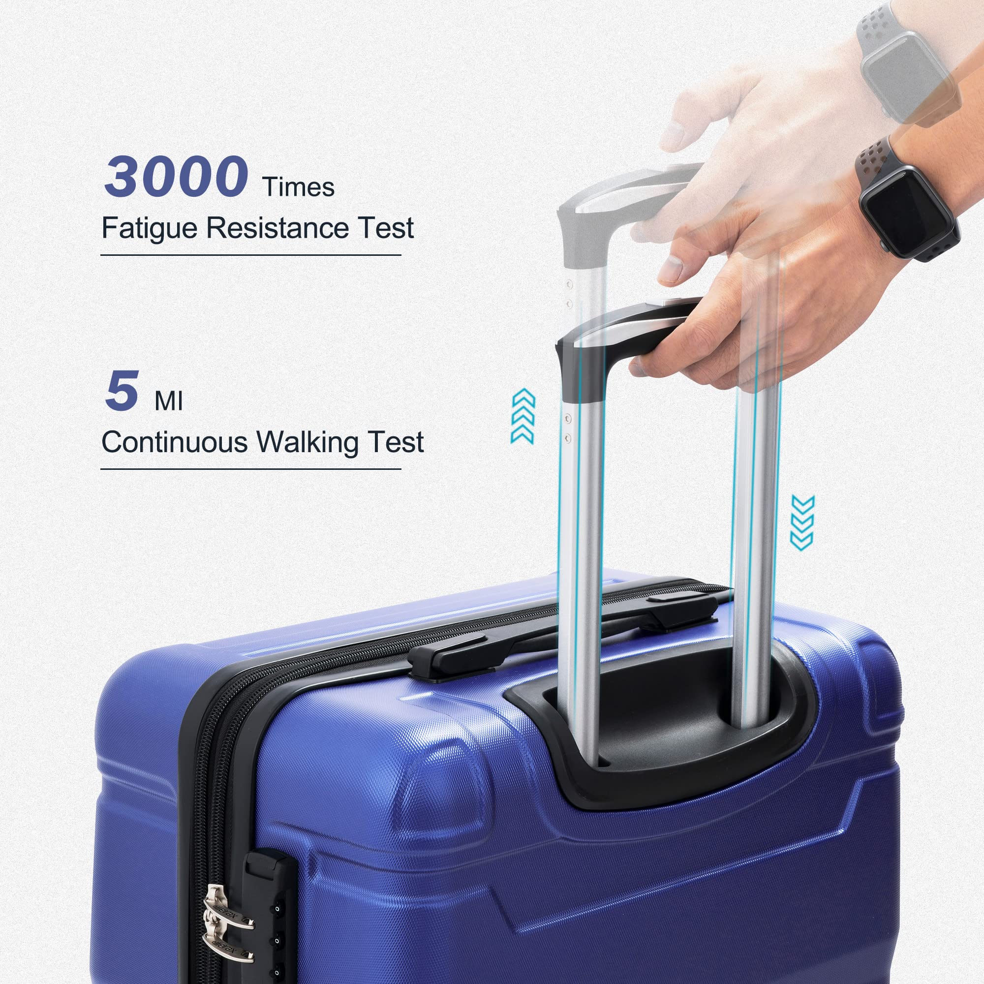 Merax Expandable Spinner Luggage Set - 3-Piece ABS Hardside Suitcase with TSA Lock, Lightweight (20/24/28 Inch) Navy Blue - Perfect for Travel, Business Trips & Vacations