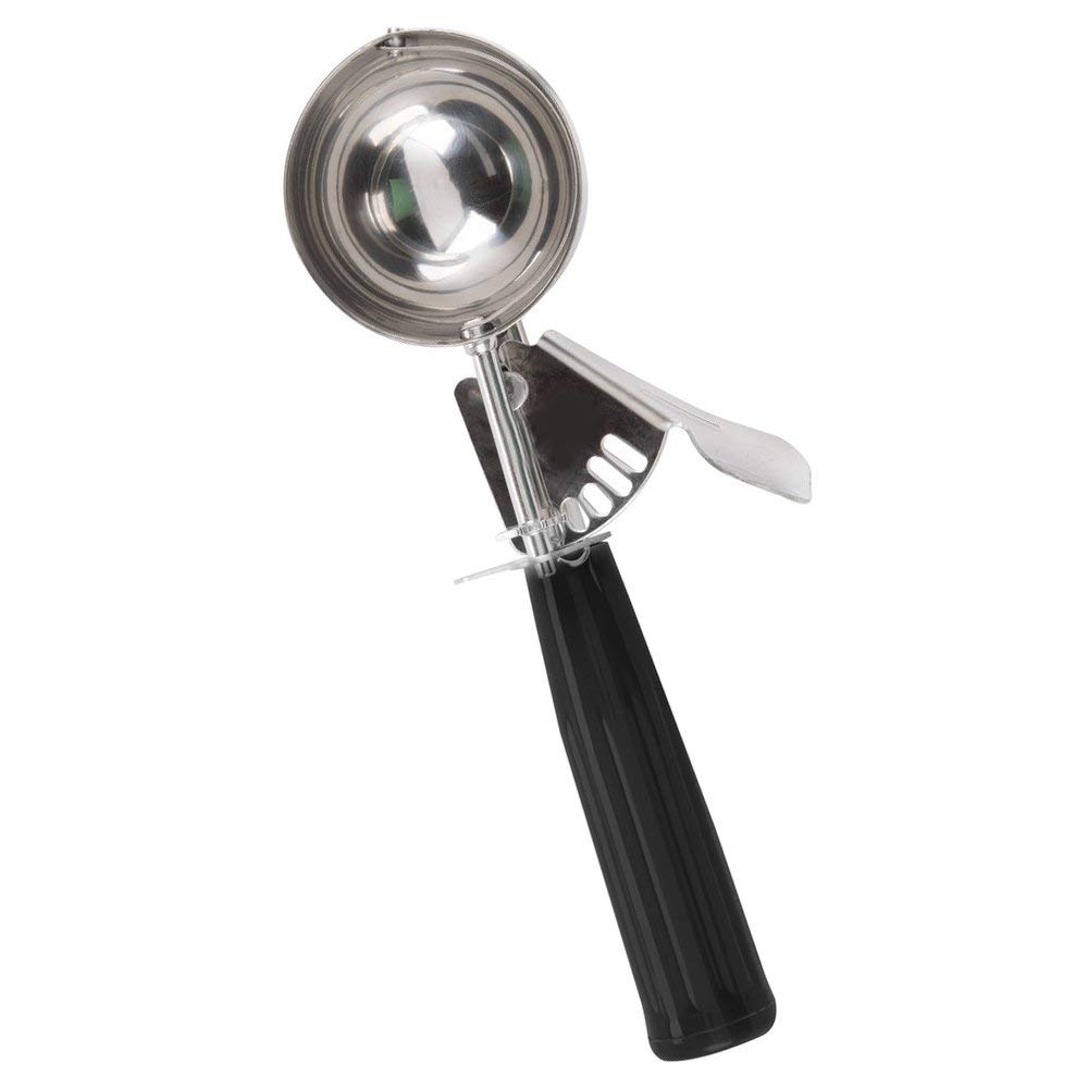 Tiger Chef Black 1 oz Stainless Steel Ice Cream Scoop Disher - NSF Certified Professional Kitchen Tool for Ice Cream, Frozen Yogurt, Cookie Dough, Meatballs - Perfect for Restaurants, Bakeries & Home Use