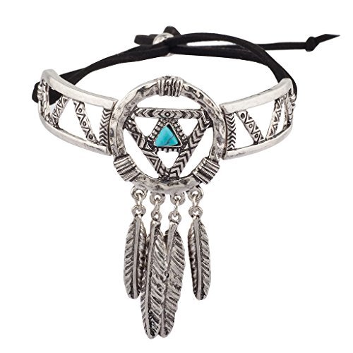 Boho Stone Dream Catcher Navajo Leaf Bracelet - Handmade Beaded Adjustable Wrap Bracelet for Women, Spiritual Healing Jewelry for Yoga, Meditation & Festival Fashion Accessories