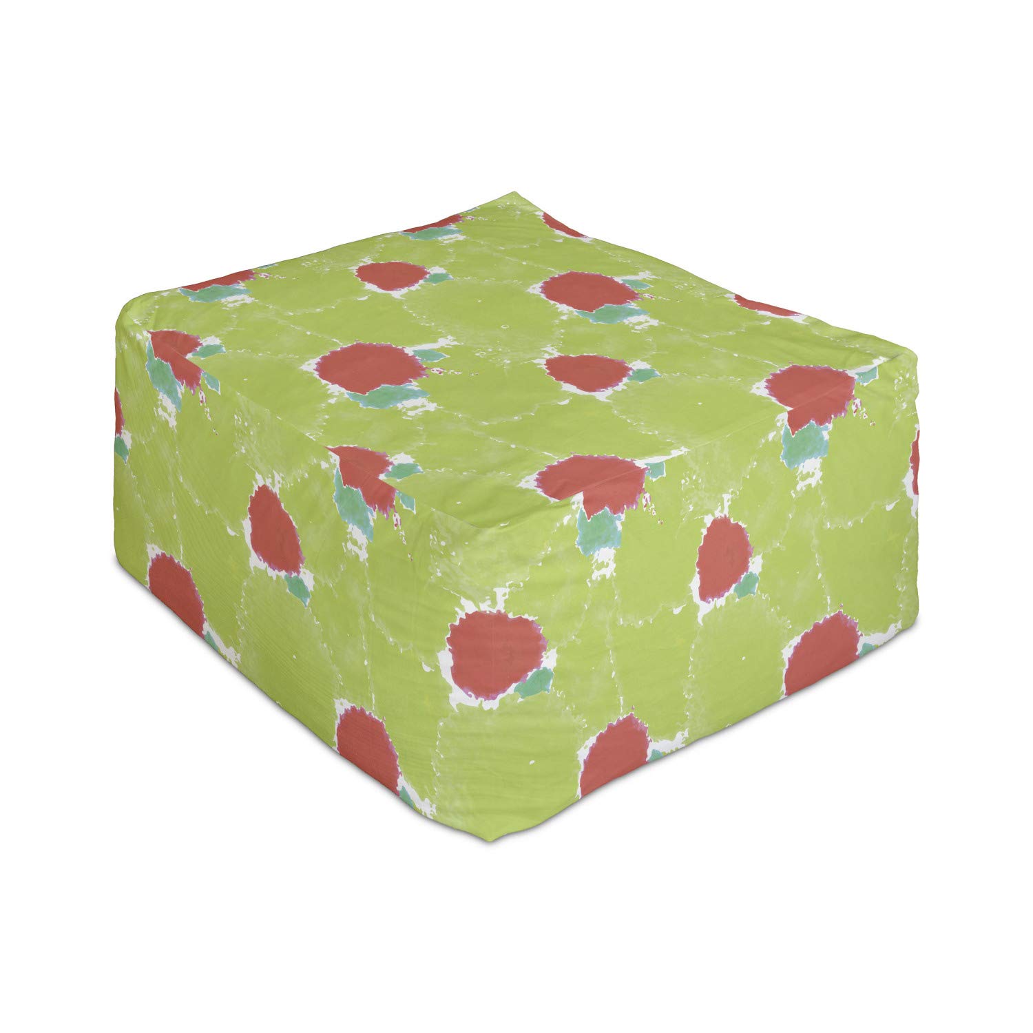 Ambesonne Watercolor Rectangle Pouf Ottoman - Hippie Style Colorful Circular Art Foot Stool with Removable Cover, 25