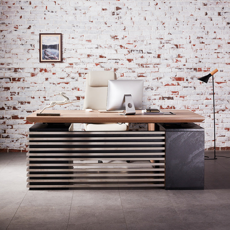 Premium Electric Height Adjustable Sit Stand Desk with Left Return - 1.8M Warm Oak & Black Finish | Home Office & Workspace Ergonomic Standing Desk Solution