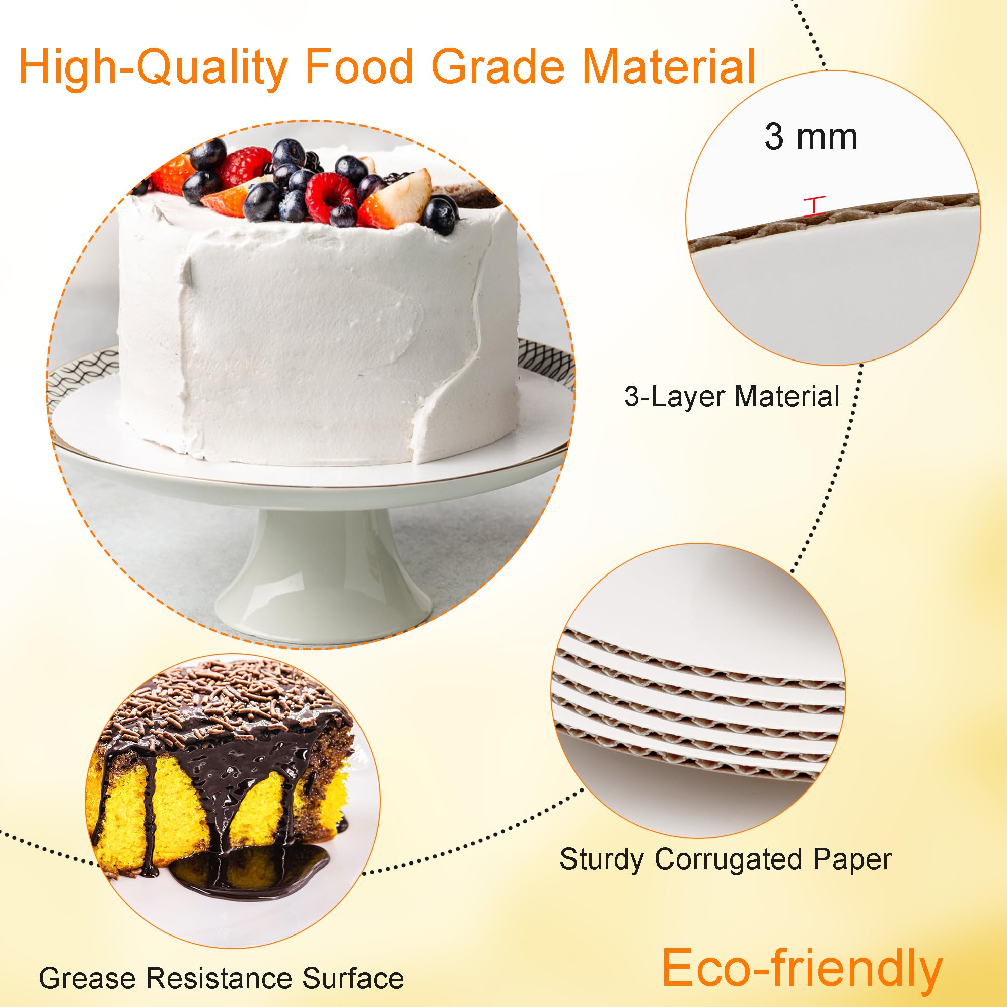 12-Pack 12 Inch Round White Cake Boards - Sturdy Corrugated Cardboard Cake Base for Baking, Decorating & Serving | Disposable Cake Plates for Birthday, Wedding & Party Desserts