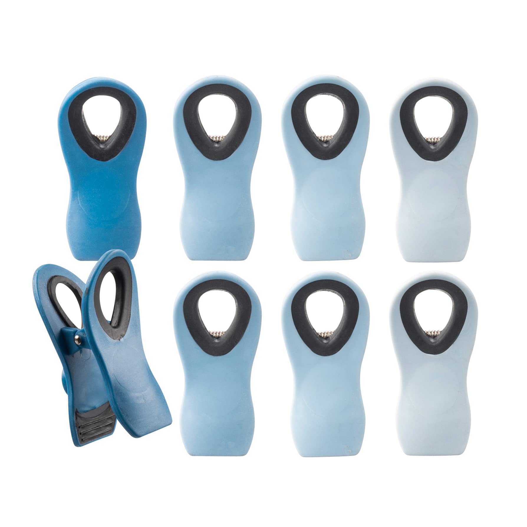 Edge Chip Clips for Food Snack Bags & Storage - Non-Slip Magnetic Back with Loop Holes - 12-Piece Medium Set (BlueJay) - Perfect for Kitchen, Pantry & Picnic Organization