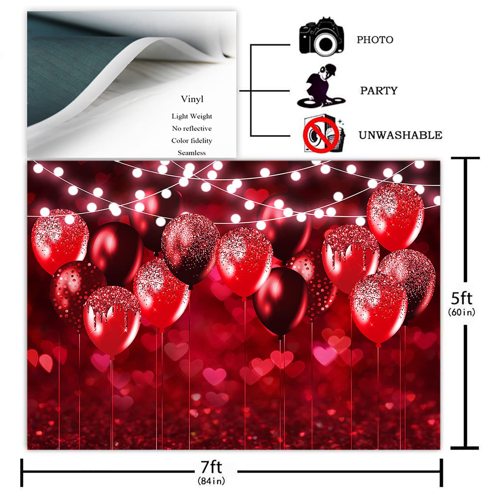 Avezano Red Glitter Backdrop - 7x5ft Sparkling Party Decor for Weddings, Birthdays, Photo Booths & Photography Background - Perfect for Events, Celebrations and Social Media Photos