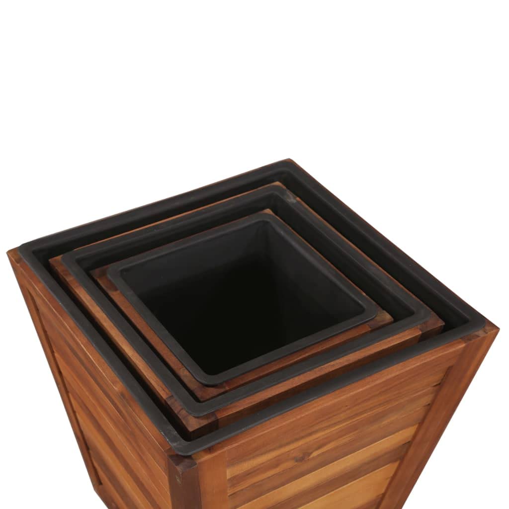 Premium 3-Piece Square Acacia Wood Raised Garden Bed Set - Durable Solid Wood Planter Boxes for Growing Herbs, Vegetables & Flowers - Perfect for Small Spaces, Patios, Balconies & Urban Gardening