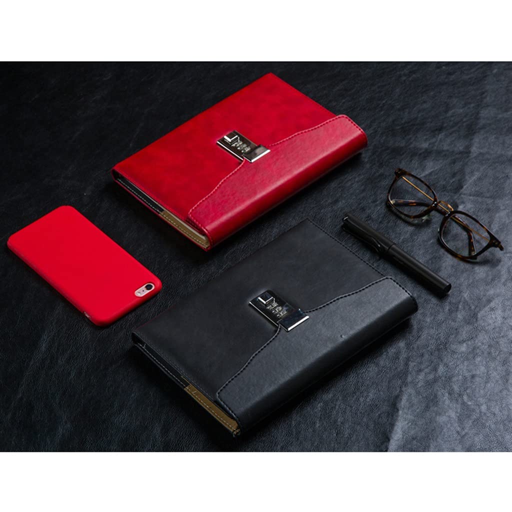 Locked Password Notebook - Retro Business Diary with 120 Thickened Sheets, Portable Multifunctional Notepad for Office, School & Travel (Black) | Perfect Gift for Professionals & Students