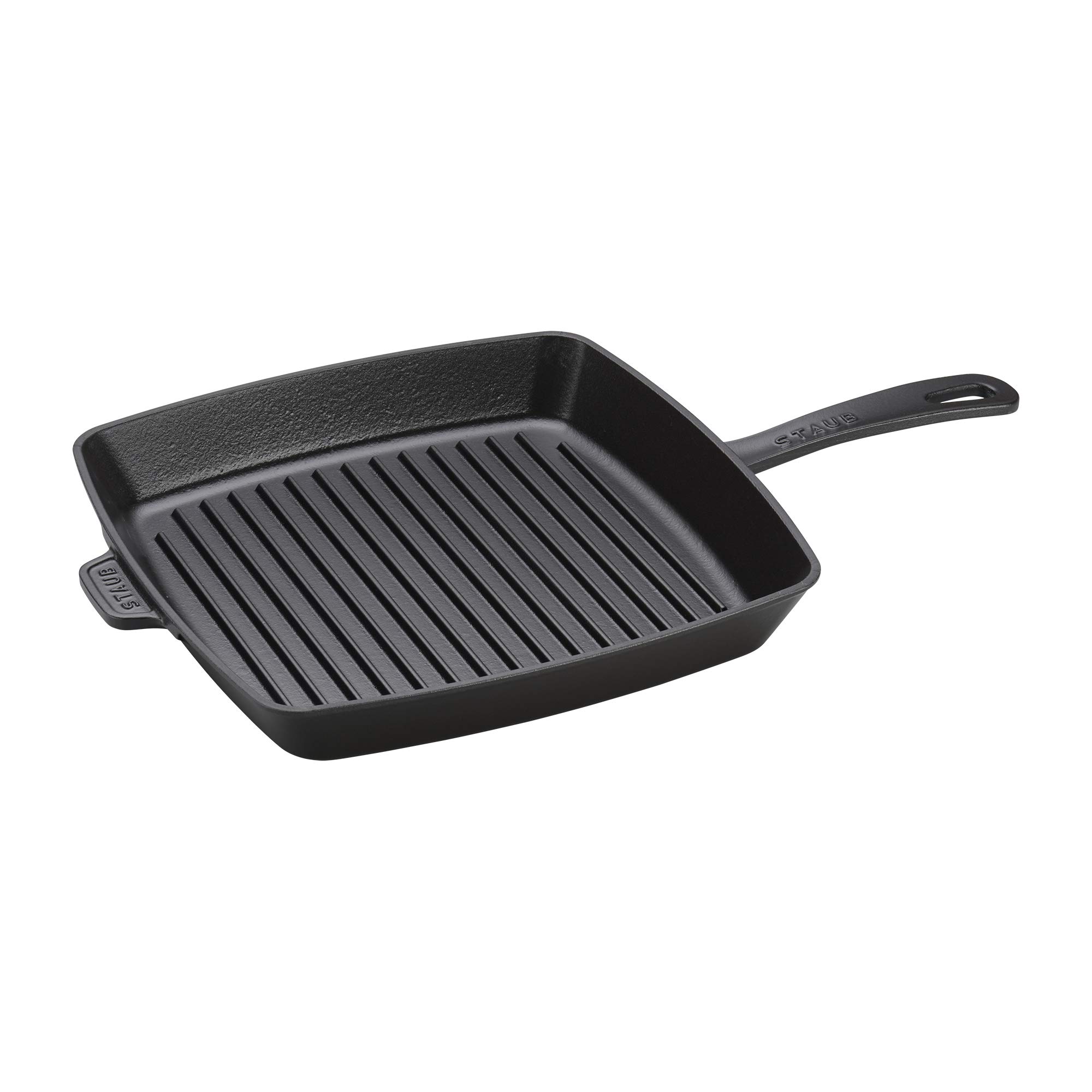 Staub 12-Inch Square Cast Iron Grill Pan - Matte Black, Made in France | Premium Heavy Duty Cookware for Steaks, Burgers & Vegetables | Indoor & Outdoor Cooking, BBQ, Camping, Stovetop & Oven Safe