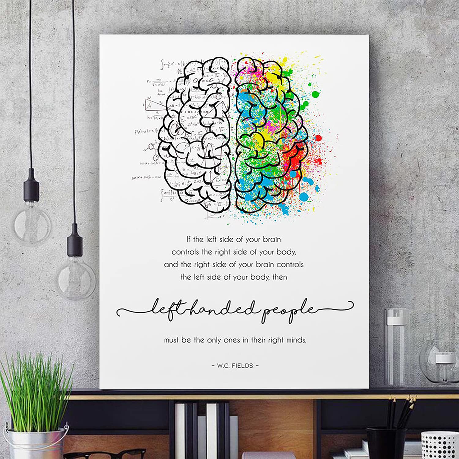 Left Handed Gift Wall Art - Framed Ready to Hang Canvas Print for Home & Office Decor (24x36 inches) | Perfect for Lefties' Spaces, Living Rooms & Workspaces