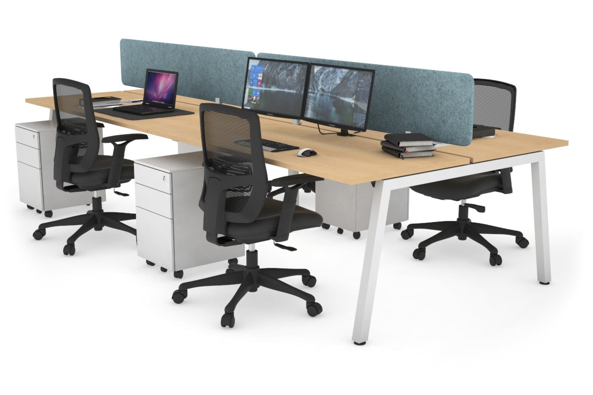 Quadro 4-Person Office Workstation Desk - 1600L x 700W Dimensions - Perfect for Team Collaboration, Open Office Spaces & Shared Workstations