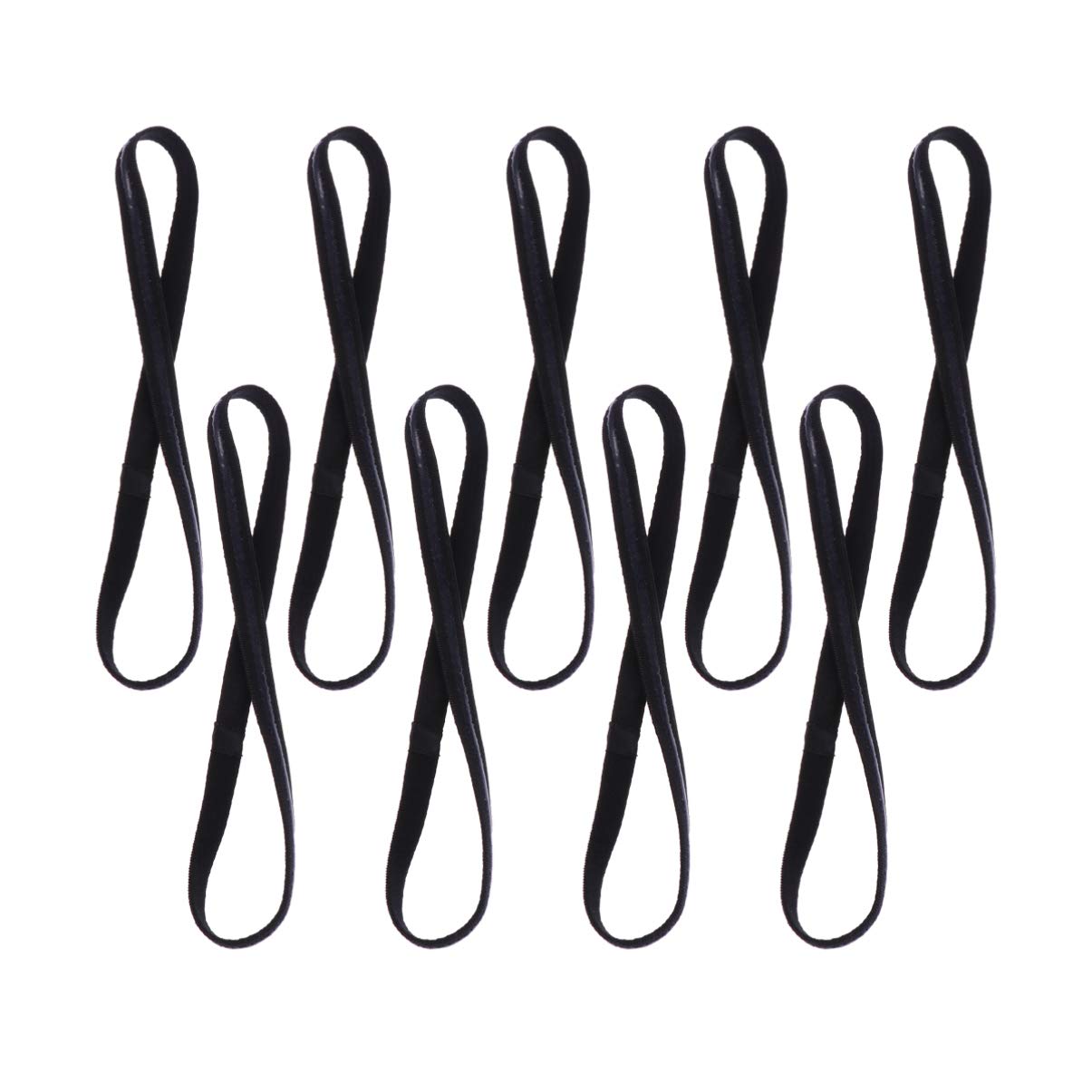 Milisten 9-Pack Non-Slip Yoga Headbands - Thin Skinny Sports Hair Bands for Women & Men - Sweat Absorbent Workout Headwraps for Running, Gym, Tennis & Fitness (Black)