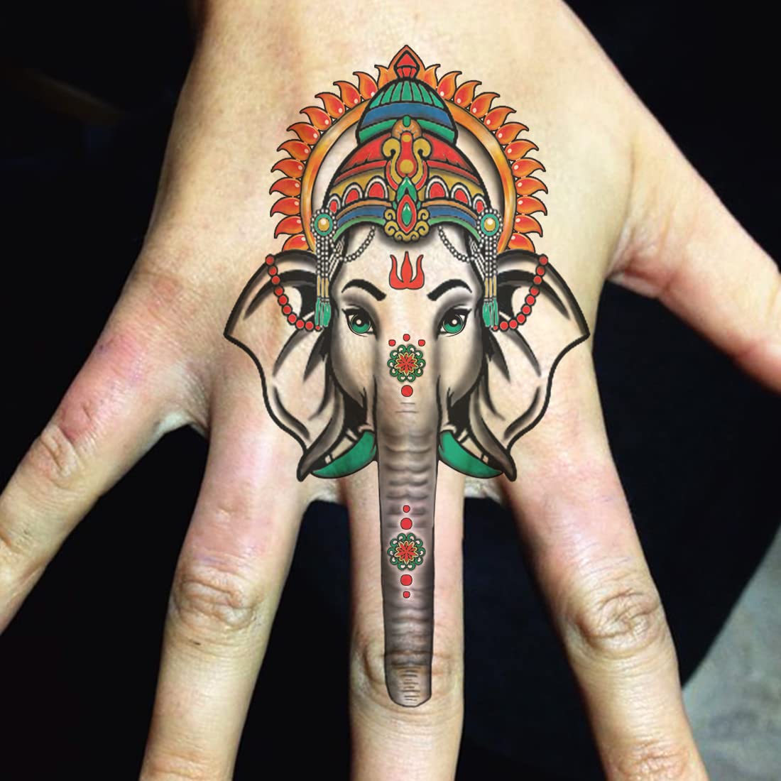 Waterproof Ganesh Temporary Tattoo for Men & Women - Spiritual Finger Design Body Art for Festivals, Yoga & Meditation