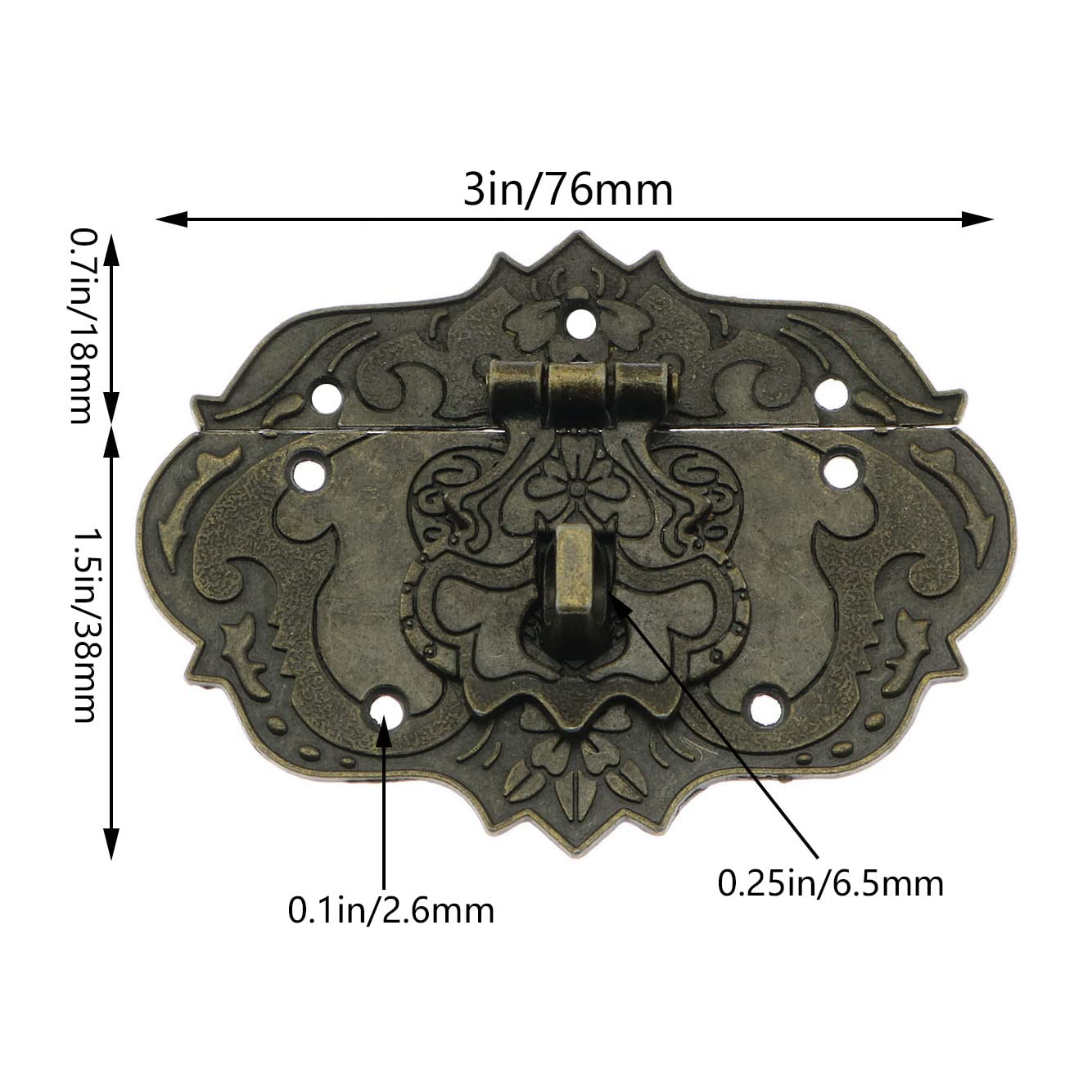 Antique Bronze Zinc Alloy Hasp Latch with Heart-Shaped Padlock & Key - Secure Wooden Jewelry Box Hardware with Mounting Screws - Perfect for Keepsake Chests, Treasure Boxes & DIY Craft Projects