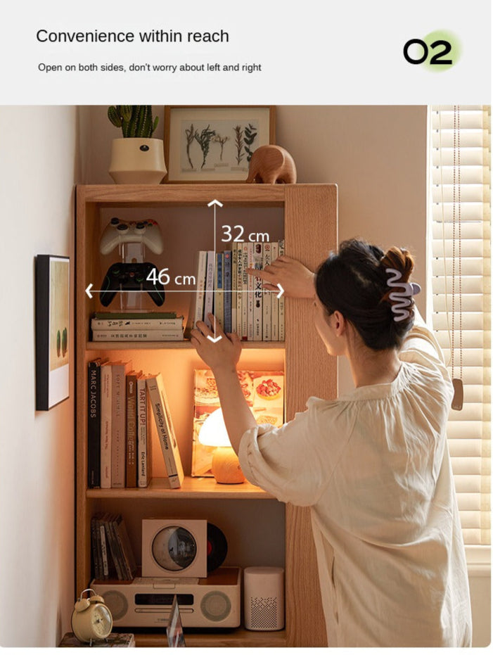 Modern Oak Solid Wood Bookcase for Study - Stylish & Durable Home Office Bookshelf - Perfect for Organizing Books, Decor & Office Supplies