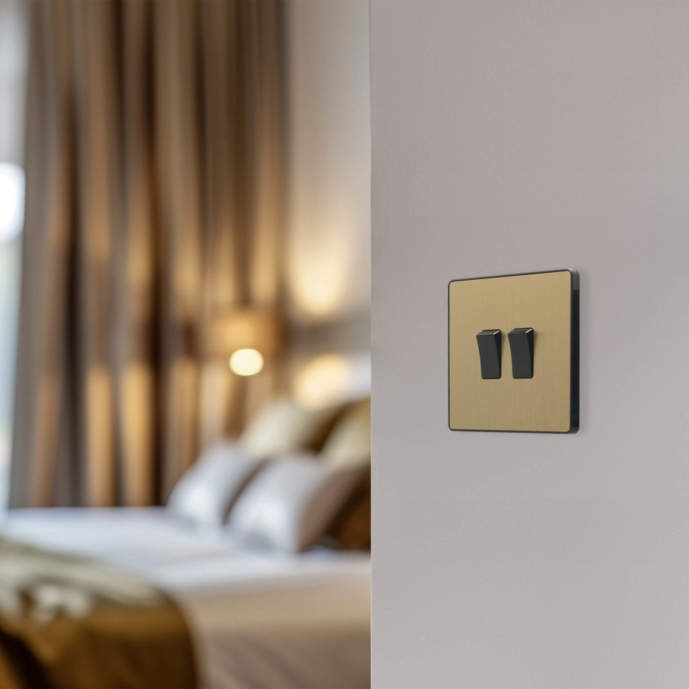 BG Evolve Satin Brass 2-Gang 2-Way Light Switch PCDSB42B - Perfect for Modern Home Lighting Control and Smart Switch Upgrades