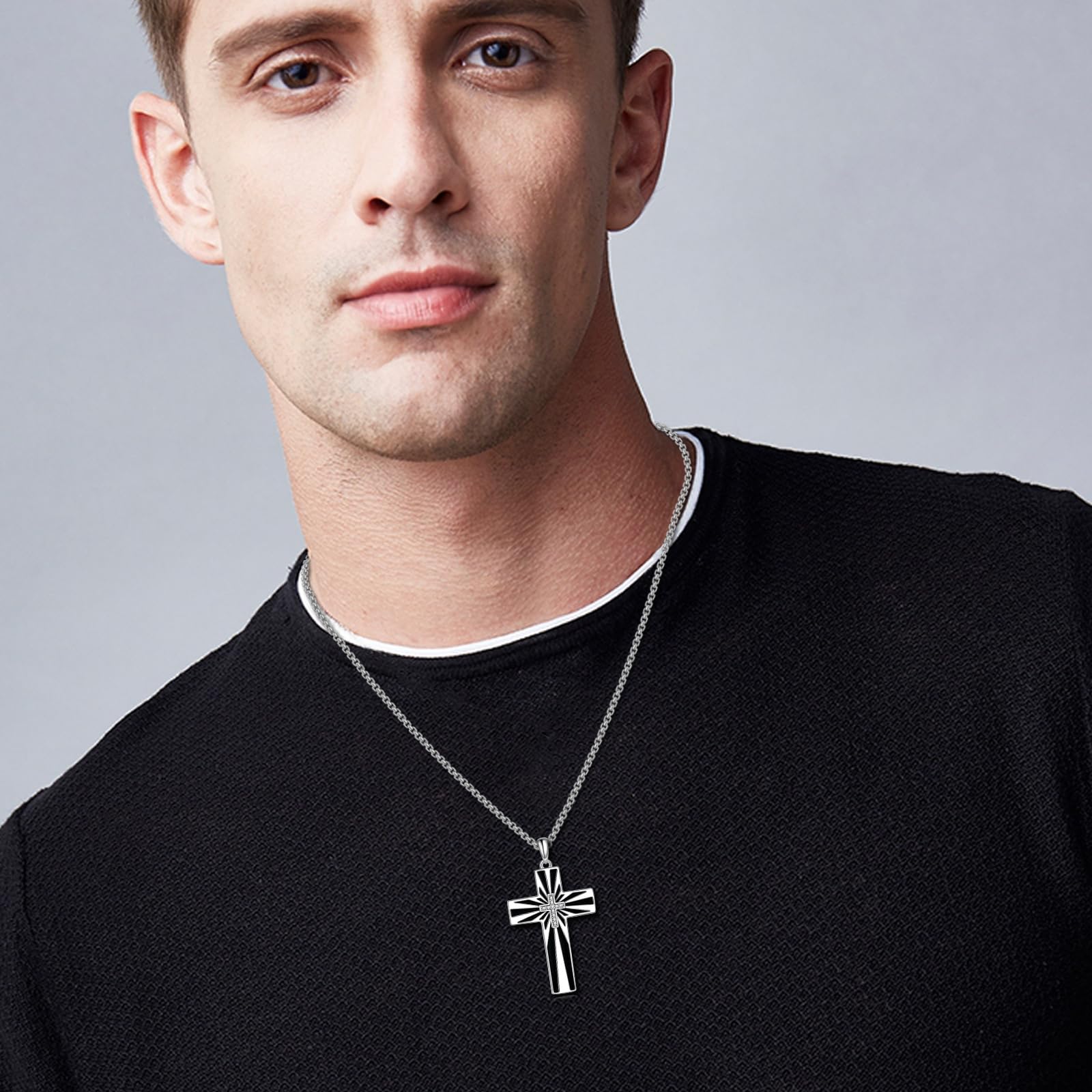 Sterling Silver Cross Necklace for Women & Men - Religious Christian Jewelry Gift - Perfect for Baptism, Confirmation, Church & Everyday Wear