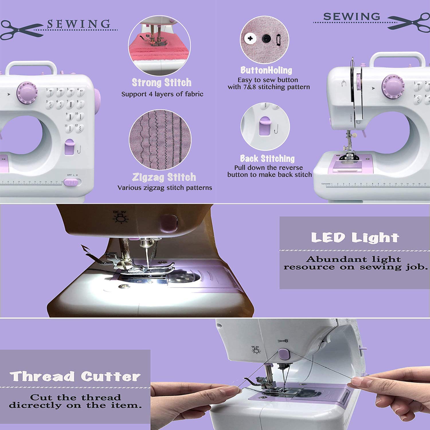 **Inkec Mini Electric Sewing Machine - Portable Household & Crafting Sewing Machine with 12 Built-in Floral Stitches, Foot Pedal & Handheld Operation - Perfect for Beginners, DIY Projects, Mending Clothes & Home Decor**    *(Use Cases: Ideal for quick repairs, DIY crafts, sewing small fabrics, hemming clothes, and creating handmade gifts.)*