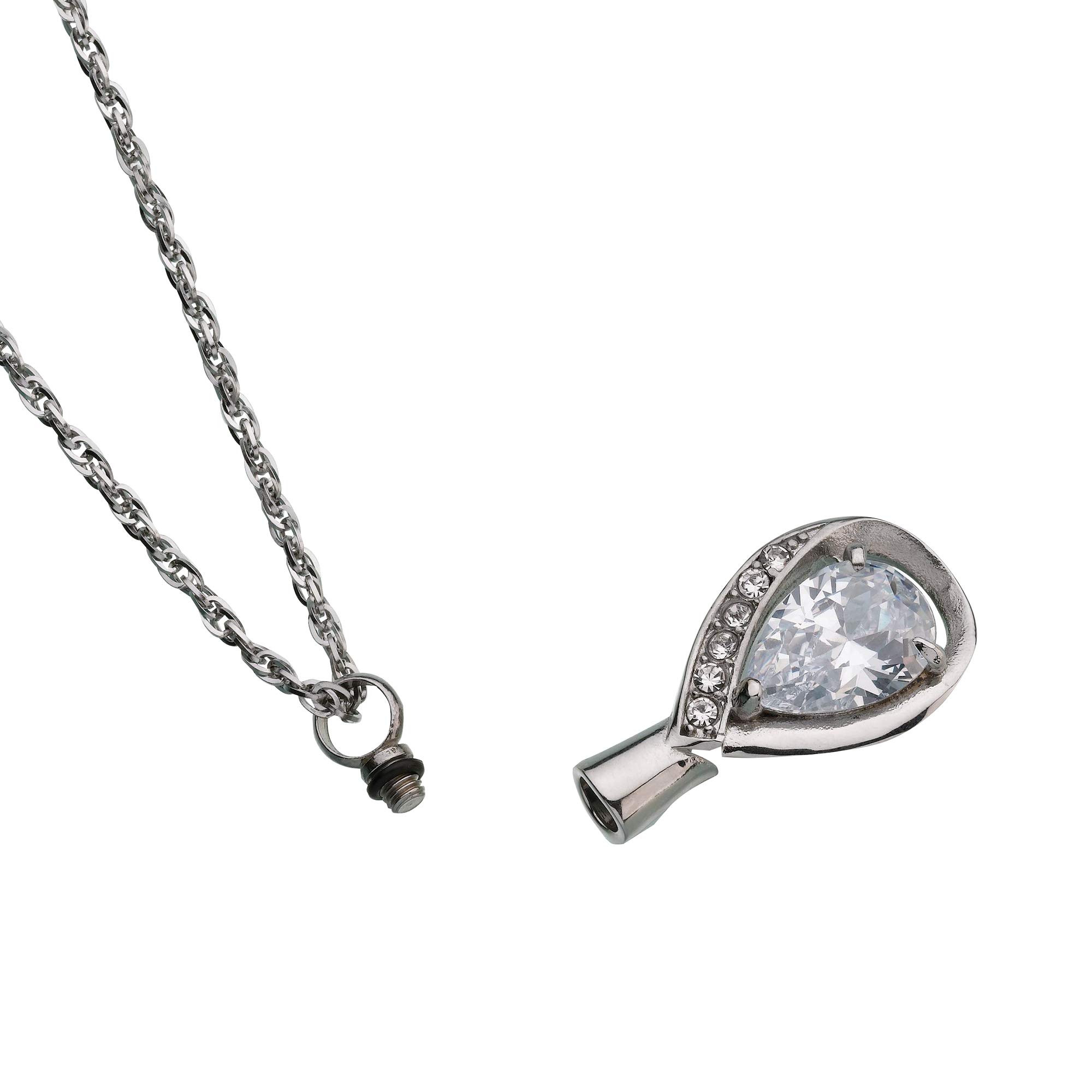 Lillian Rose Silver Tear Drop Sympathy Memorial Necklace - 1.2 Inch Pendant for Remembrance Jewelry - Perfect for Funeral, Memorial Service & Keepsake Gift