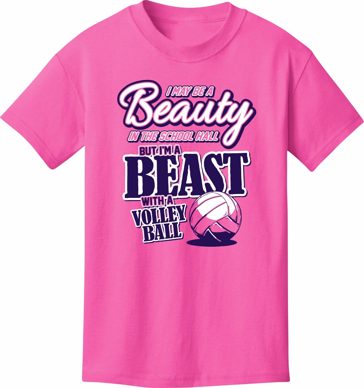 Beauty and The Beast Girls Volleyball T-Shirt - Youth Large (YL), Adult Small to X-Large (AS-AXL) - Perfect for Volleyball Practice, Games, and Disney Themed Events