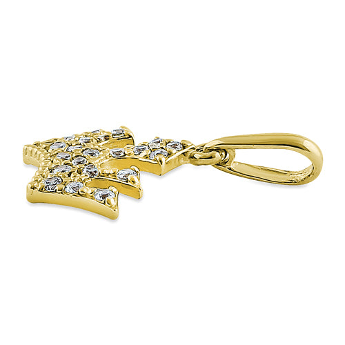 14K Solid Yellow Gold Queen's Crown CZ Pendant Necklace - Elegant Jewelry Gift for Women, Perfect for Birthdays, Anniversaries & Special Occasions