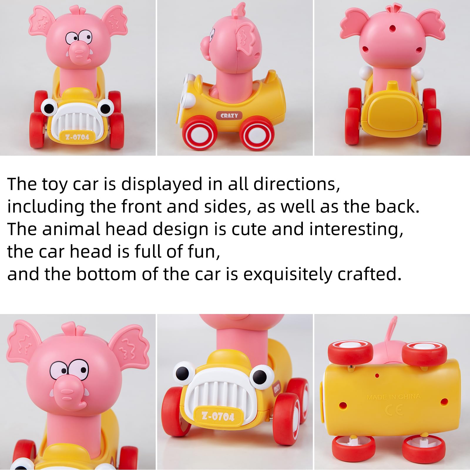 Press and Go Animal Toy Cars for Toddlers 1-3 Years Old - 4 Pack Pull Back Vehicles for 1 2 3 Year Old Boys & Girls - Perfect Birthday Gift & Early Learning Toy for 12-18 Month Babies - Fun Playtime for Home, Daycare or Travel