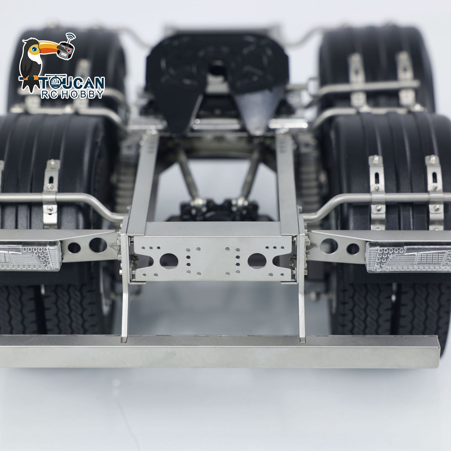 1/14 Scale 2 Axles Metal Trailer with Fifth Wheel Traction for LESU RC Car Truck - Realistic Radio Controlled Vehicle Simulation Model for Off-Roading & Construction Scenes