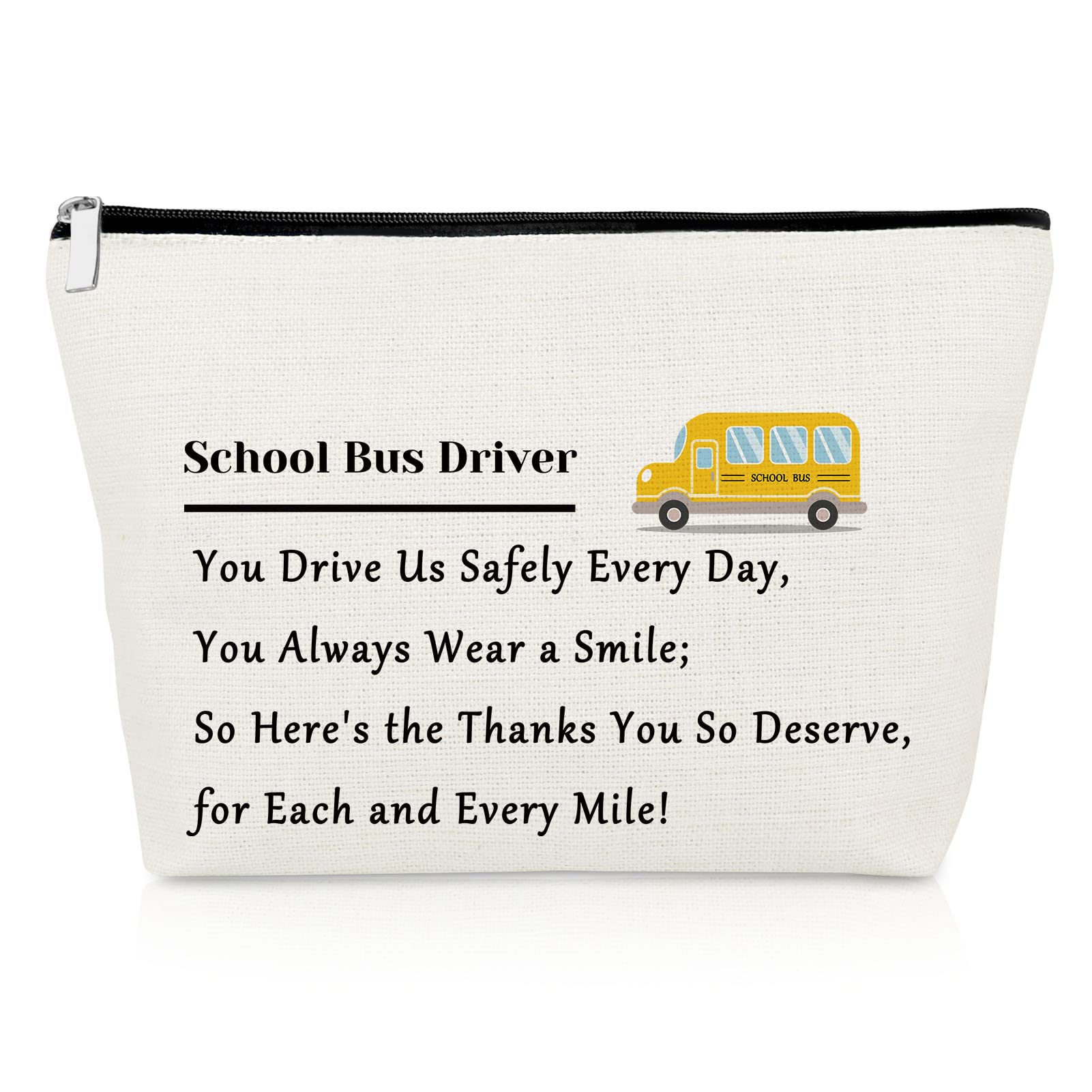 Bus Driver Appreciation Gift - Cute Makeup Bag for Women | Thank You Present for Bus Drivers, Teachers & Coworkers | Perfect for Graduation, Birthday, Christmas & Retirement | Travel & Daily Use Cosmetic Pouch