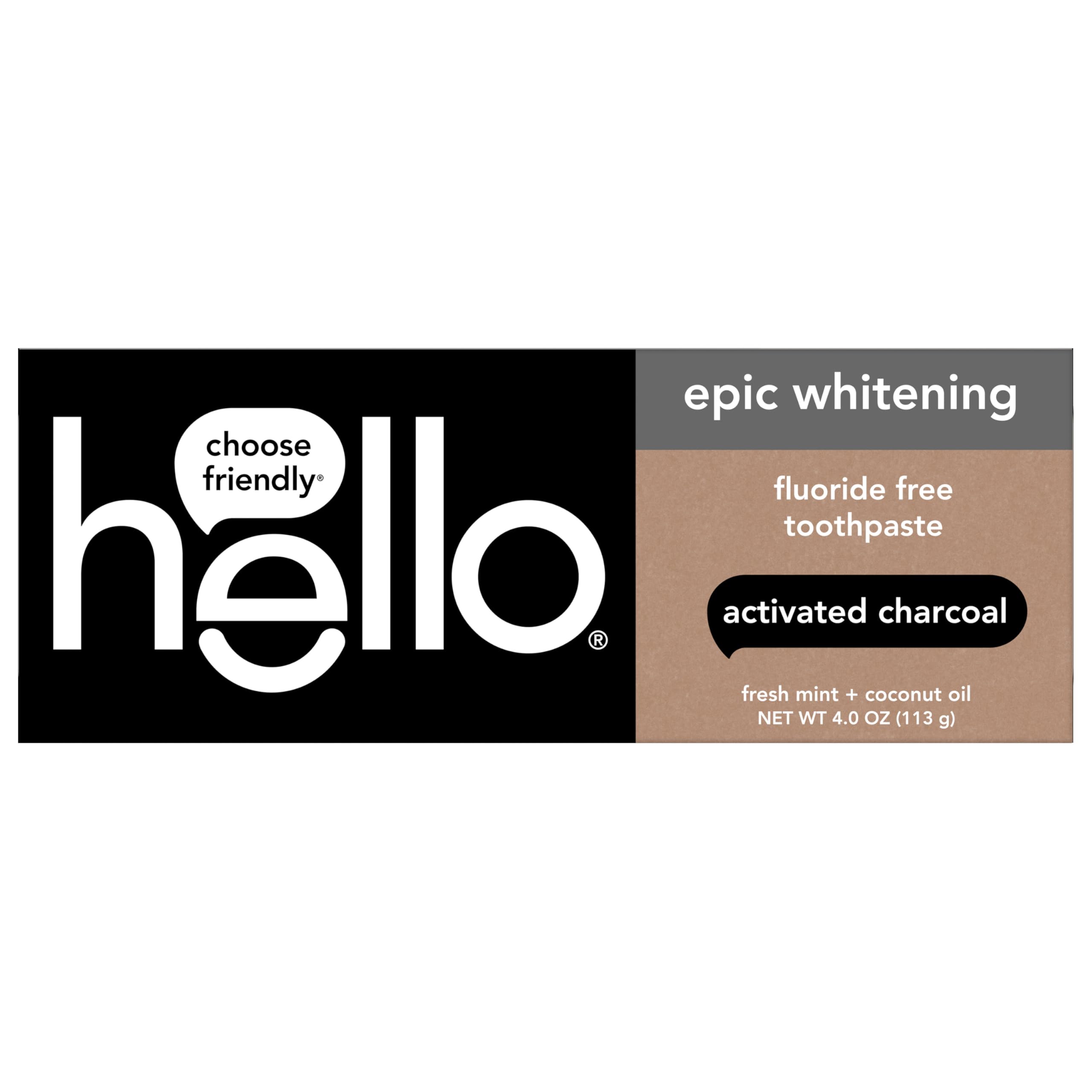 Epic Whitening Charcoal Toothpaste - Fluoride Free, Activated Charcoal & Coconut Oil Formula for Natural Teeth Whitening | SLS Free, Fresh Mint Flavor | 4.0 Oz Tube | Ideal for Daily Oral Care & Sensitive Teeth