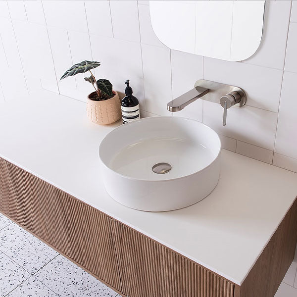 ADP Clifton Vanity - Modern Bathroom Vanity Set with Sink & Mirror, White Gloss Finish - Perfect for Small Bathrooms, Powder Rooms & Guest Baths