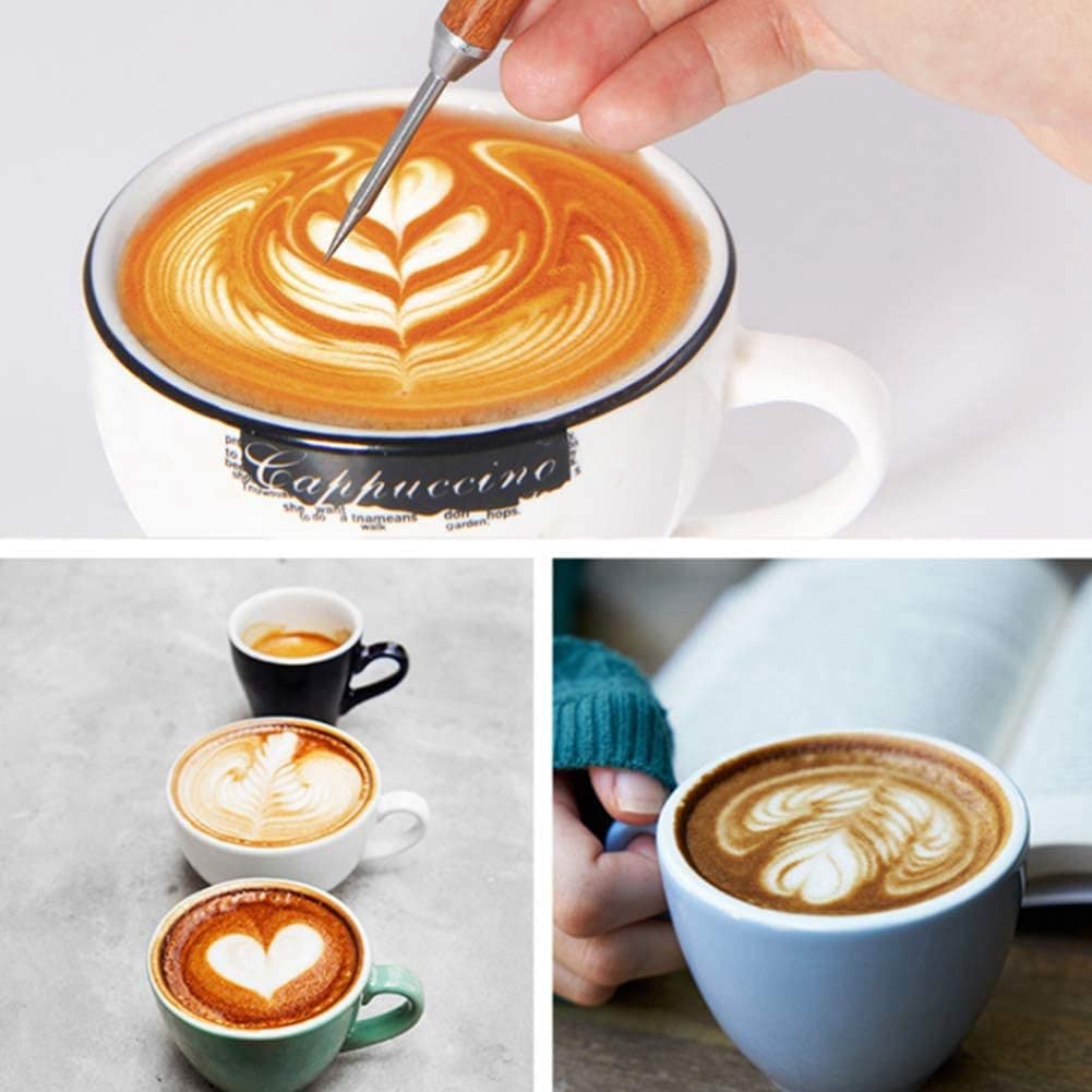 Energetic Coffee Art Needle - Stainless Steel Barista Tool with Wooden Handle for Latte Foam Decorating | Perfect for Home Baristas, Coffee Shops & Gift Giving