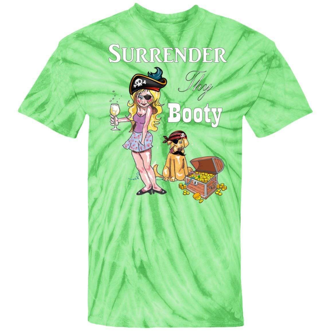 WineyBitches.Co Surrender Thy Booty 100% Cotton Tie Dye T-Shirt for Women | Hippie Festival Outfit, Beach Vacation & Casual Summer Wear