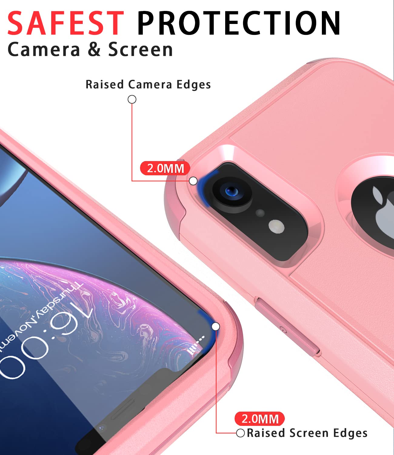 Shockproof Heavy Duty iPhone XR Case - Waterproof, Dustproof & Drop Proof Protection for Apple iPhone XR | Perfect for Outdoor Adventures, Construction Work & Extreme Sports (Pink)
